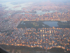 Upper Manhattan including part of Central Park.