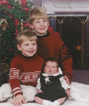 The boys at Christmas 2001.